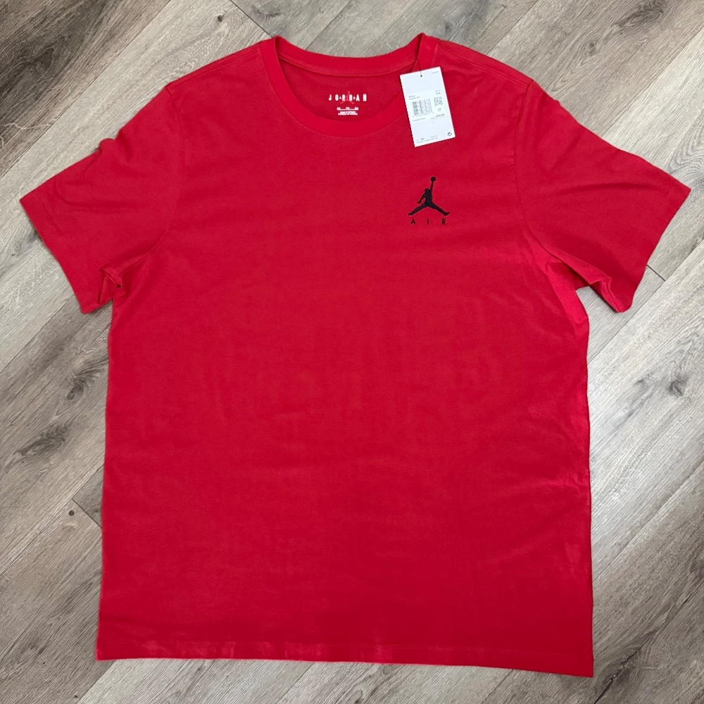 Jordan Men's Embroidered Jumpman Air T-Shirt Red Short Sleeve Crew Neck 2XL NWT